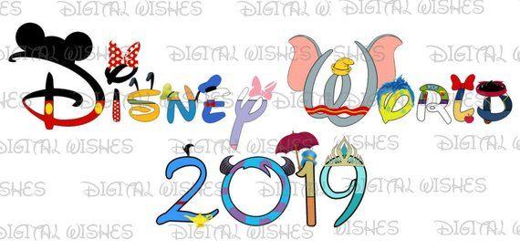 Disney World 2019 Logo - Disney World 2019 word in character text Family Vacation