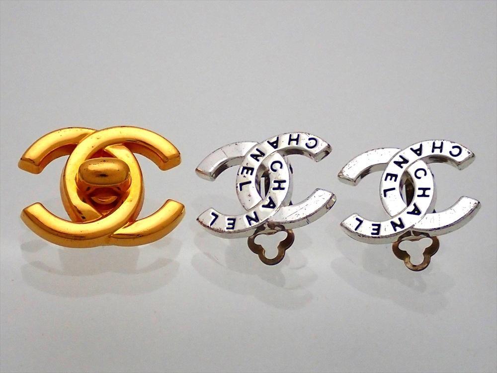 Double C Letter Logo - Authentic vintage Chanel earrings Silver CC letter logo Double C ...