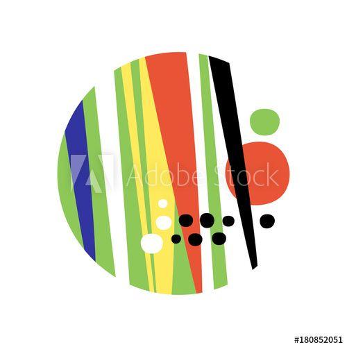 Trendy Round Logo - Abstract geometric textures in a circle, round logo element, trendy ...