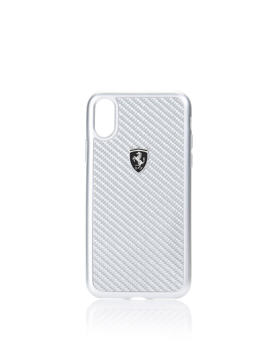 Silver X Logo - Ferrari Silver carbon fiber case for iPhone X Unisex. Scuderia