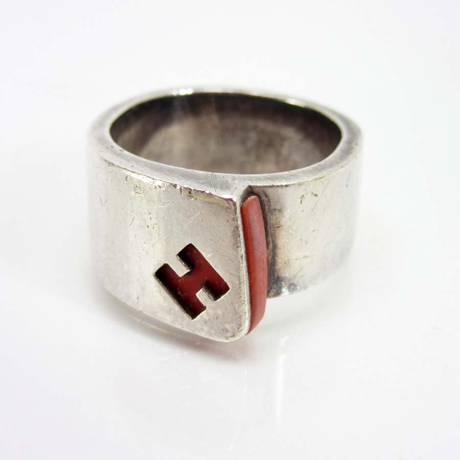 Silver X Logo - BrandValue: Hermes HERMES ring ring H logo silver x pink SV925 ...