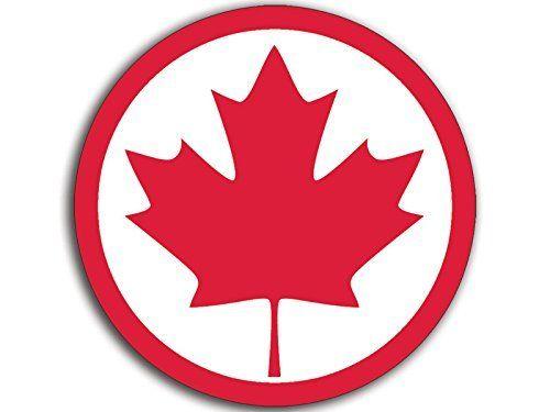 Red Canadian Leaf Logo - American Vinyl Round Maple Leaf Sticker from Canada