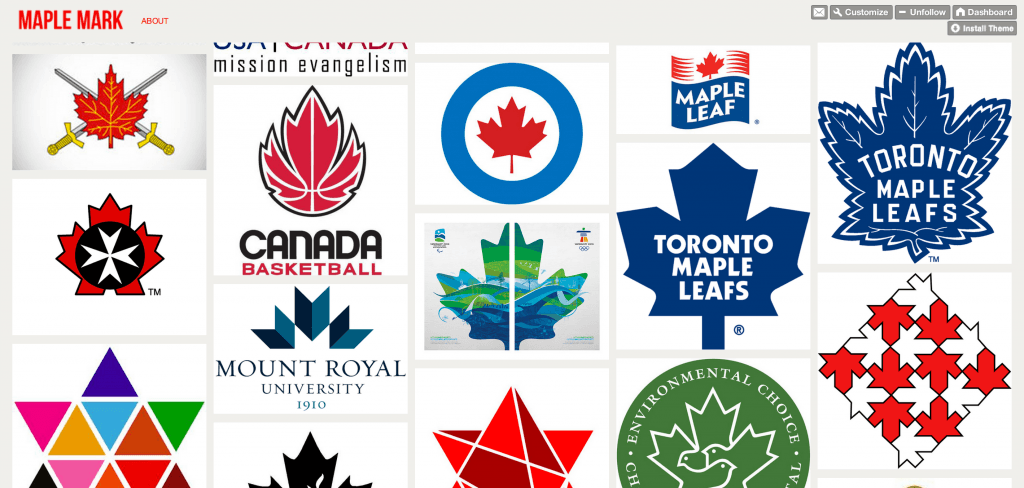 Red Canadian Leaf Logo - Thoughtbrain Bloggers. Maple Mark : a collection of Canadian logos