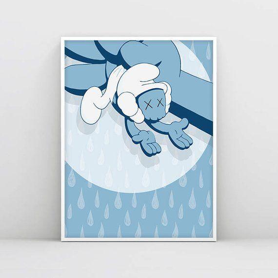 Kaws Print Logo - Kaws Smurfs Print, Kurfs, Kaws Poster, Kaws Art Print, Blue Kaws ...