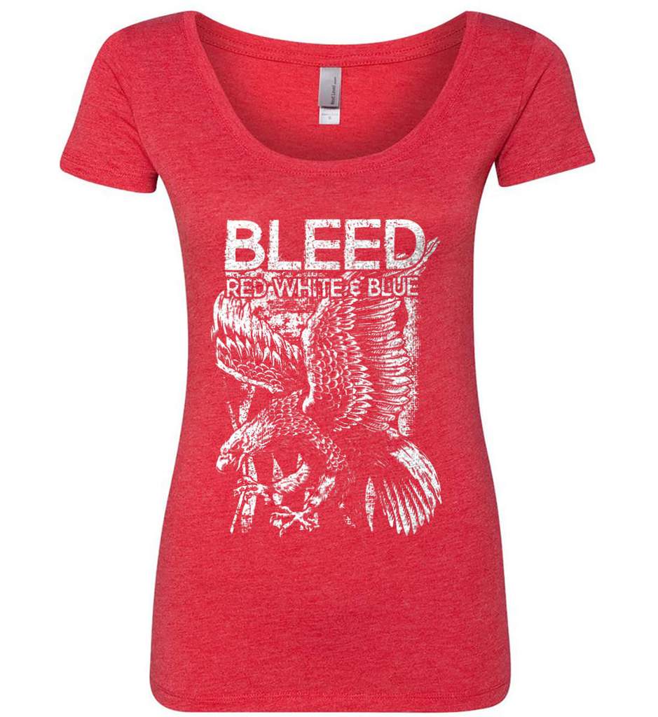 Lady Red White and Blue Eagles Logo - BLEED Red, White & Blue. Women's: Scoop Tee. Patriot / Patriotic ...