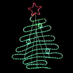 Green Tree with Red S Logo - 120cm Red & Green LED Rope Light Christmas Tree Shape Indoor Outdoor