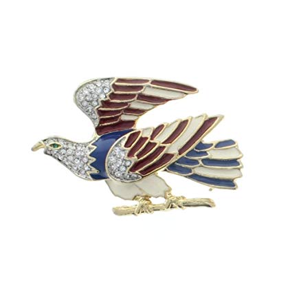 Lady Red White and Blue Eagles Logo - Red White and Blue Patriotic Eagle Rhinestone Pin Brooch