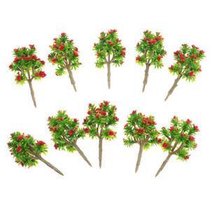 Green Tree with Red S Logo - 7cm/2.75'' 1:200 Scale 10pcs Green Tree w/ Red Flower Miniature ...