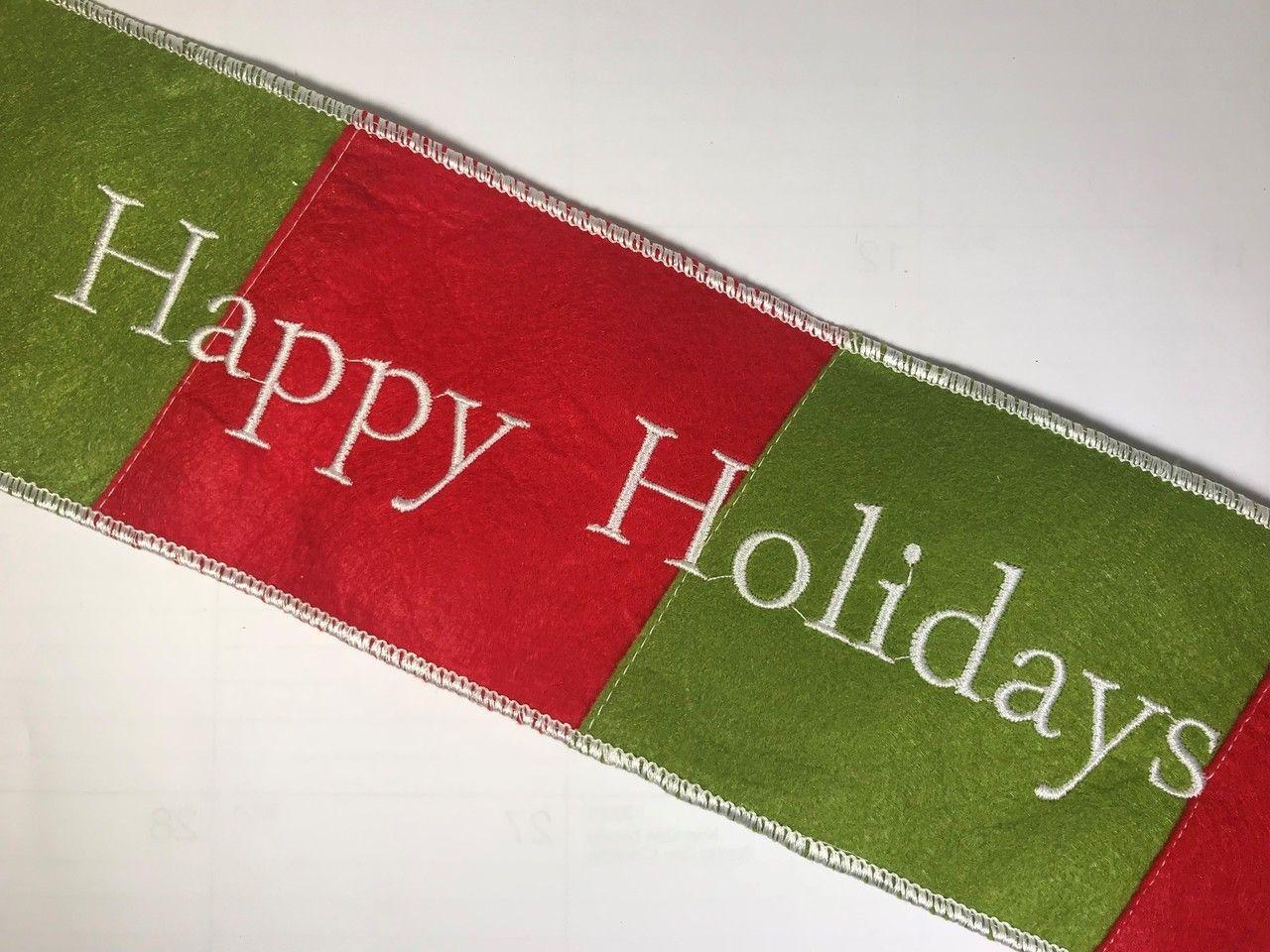 Green Tree with Red S Logo - Christmas Ribbon Happy Holidays 4 x 5yd Patchwork Felt Red Green