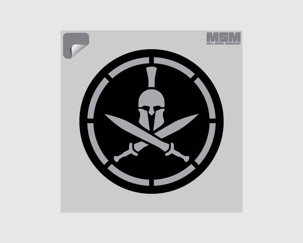 Spartan Stencil Logo - Milspec Monkey MSM Spartan Helmet Stencil Decal, Grey on Black - DS ...