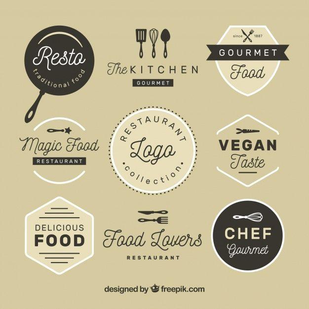 Food Design Logo - Vintage restaurant logos with badge design Vector | Free Download