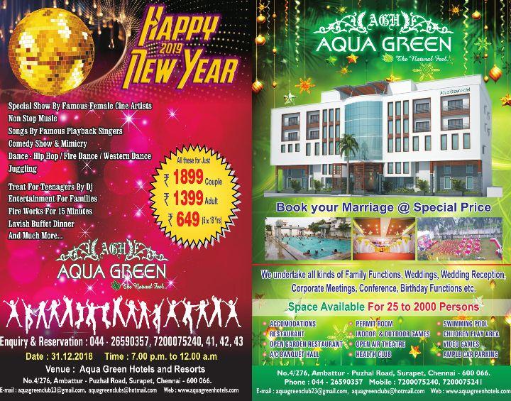 Red and Green Hotels Logo - Celebrate The New Year 2019 Aqua Green Hotel and Resorts Stay
