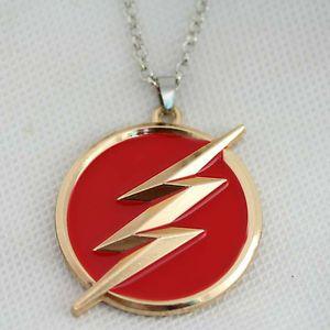 Gold Red S Logo - DC Comics The Flash LOGO GOLD RED Pendant NECKLACE On 22 Chain