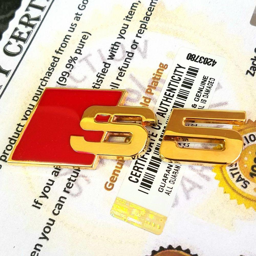 Gold Red S Logo - 24ct Gold Plated Audi S5 S Line Rear Tailgate Back Boot Badge Emblem