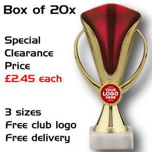 Gold Red S Logo - PACK OF 20x TROPHY CUPS GOLD & RED CLEARANCE PRICE SPORT FOOTBALL