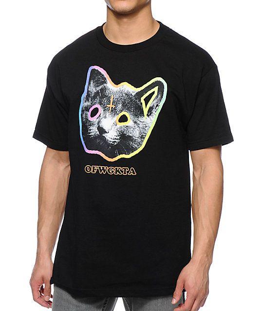 Odd Future Cat Logo - Odd Future OFWGKTA Tron Cat Black T-Shirt | Zumiez