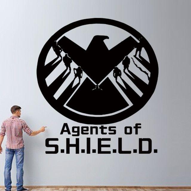 Marvel Shield Logo - US $12.5 |Marvel comics S.H.I.E.L.D Logo bedroom living room bar KTV club  decoration hollowed out wall sticker*679*-in Wall Stickers from Home & ...