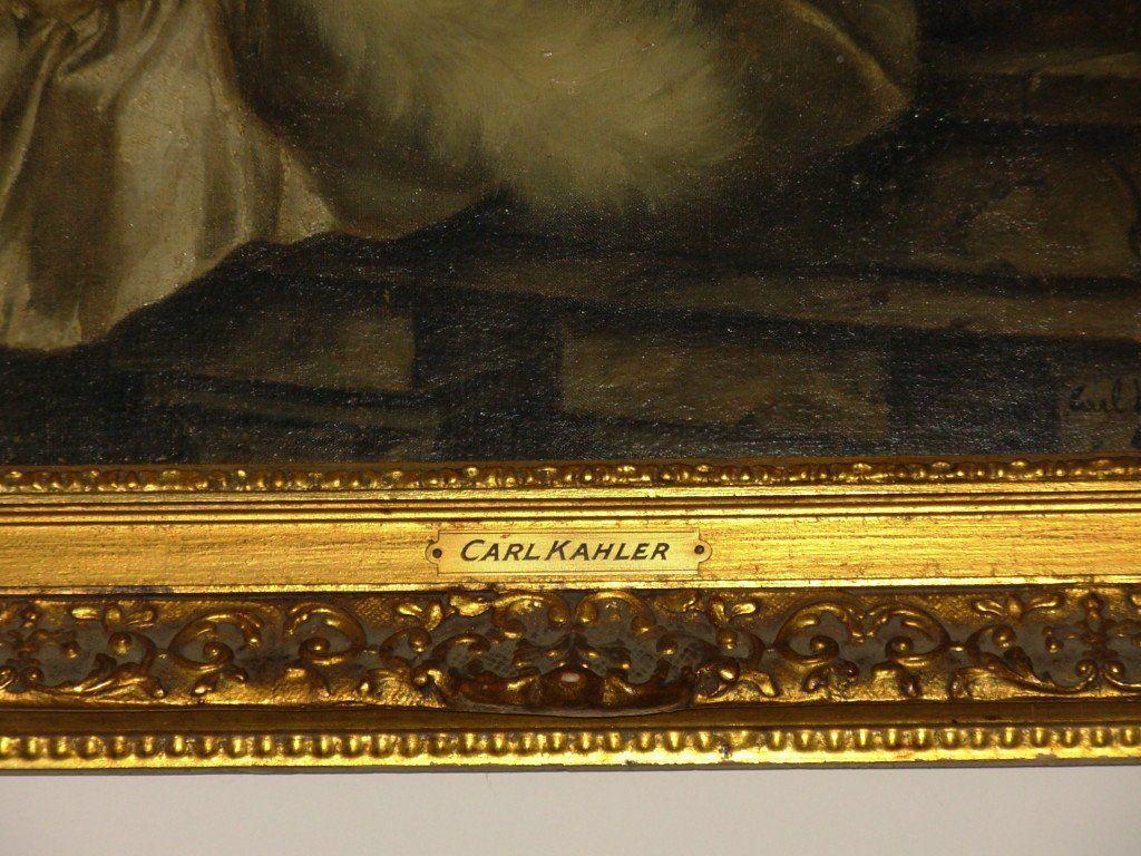 20th Century Cat Logo - Oil Painting of Cat by Carl Kahler at 1stdibs