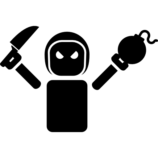 Evil Robot Logo - Evil Robot Holding a Knife and a Bomb - Free technology icons