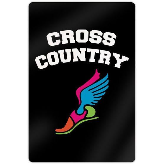 Cross Country Winged Foot Logo - Cross Country Aluminum Room Sign (18