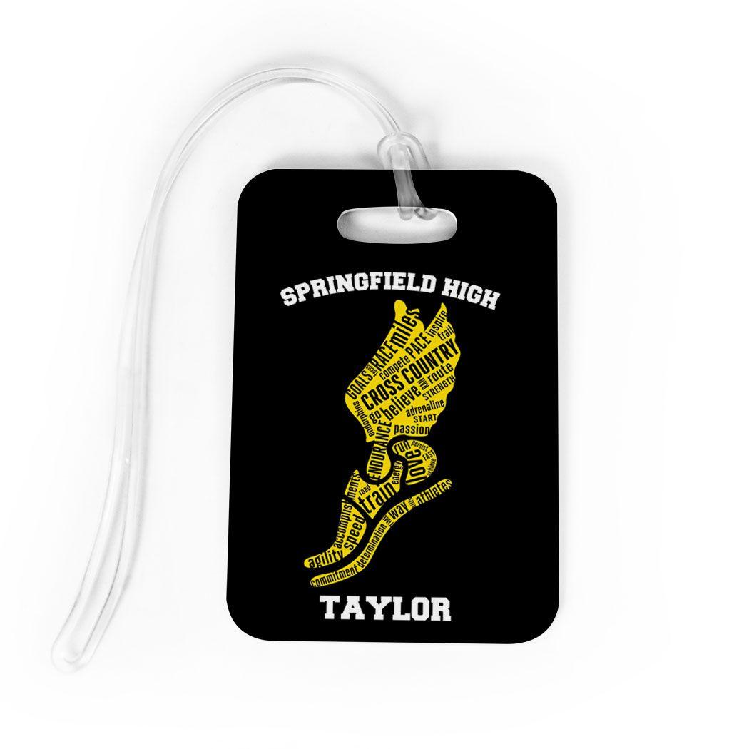 Cross Country Winged Foot Logo - Cross Country Bag/Luggage Tag - Cross Country Inspirational Words ...