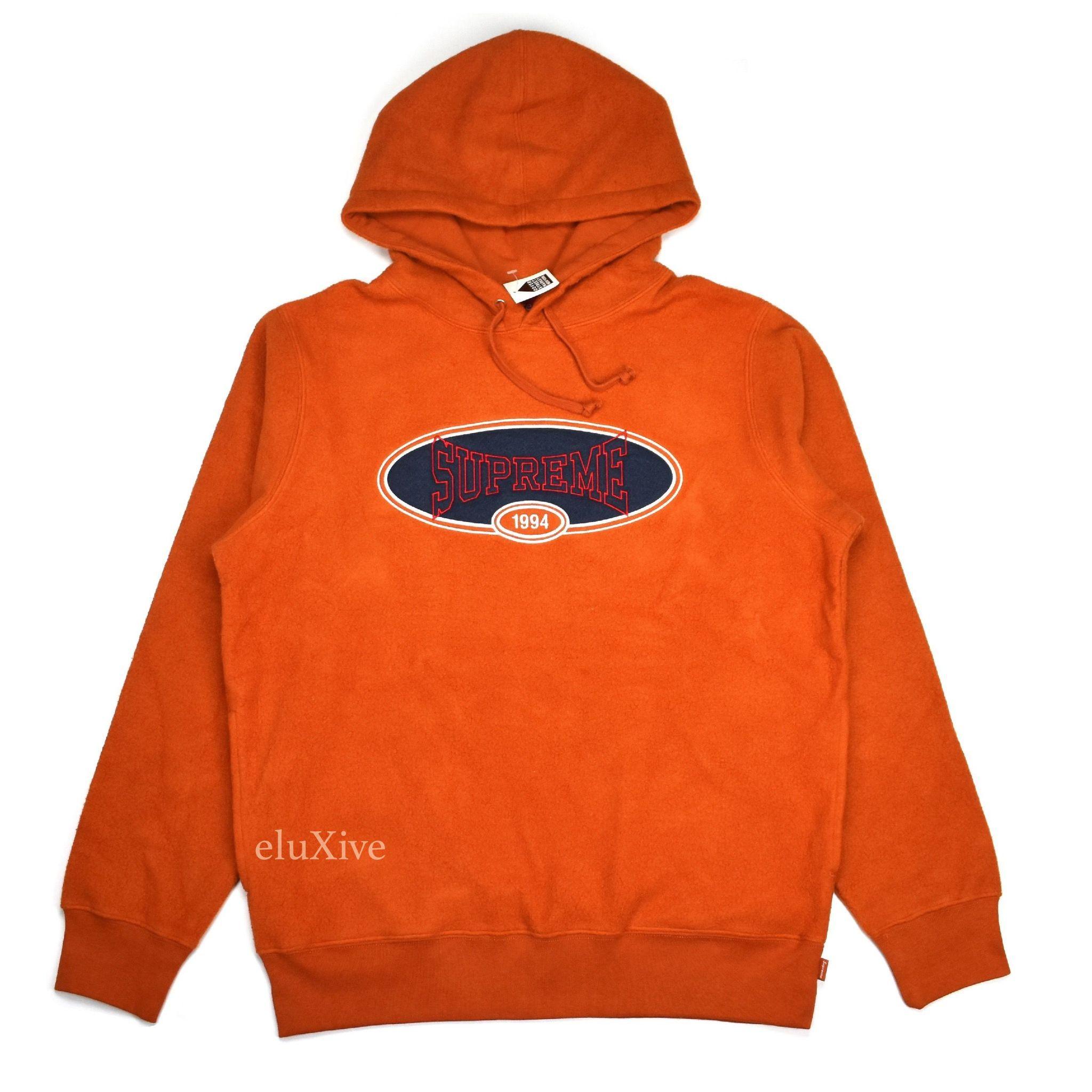 Reverse Supreme Logo - Supreme - Rust Orange Reverse Fleece Logo Embroidered Hoodie ...