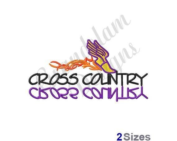 Cross Country Winged Foot Logo - Cross Country Winged Foot Machine Embroidery Design