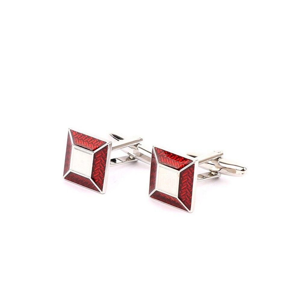 Silver and Red Square Logo - Silver & Red Square Design Cufflinks | David Wej