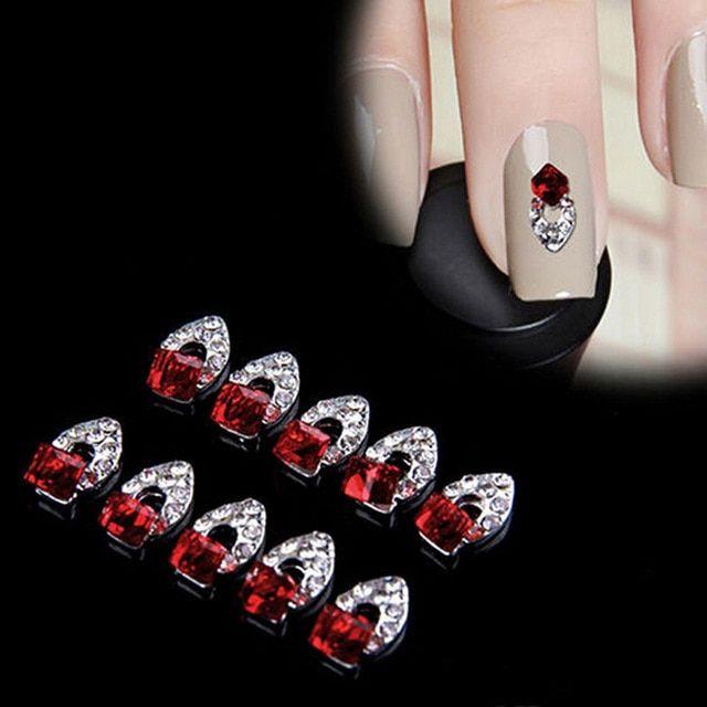 Silver and Red Square Logo - Charming 10Pcs Dark Red Square 3D Rhinestone Crystal Silver Alloy