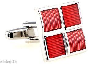 Silver and Red Square Logo - NEW SILVER RED SQUARE LADIES OR GENTS CUFFLINKS, WITH VELVET POUCH ...