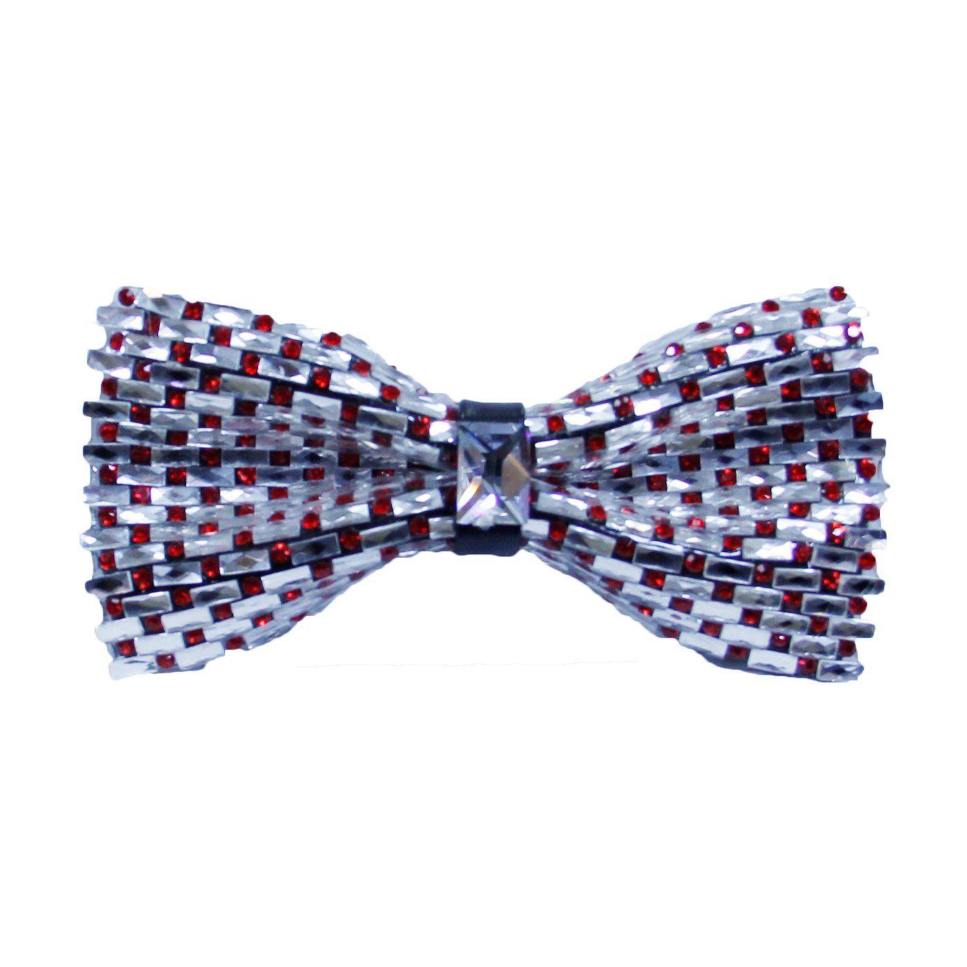 Silver and Red Square Logo - Silver and Red square Rhinestone Bow Tie