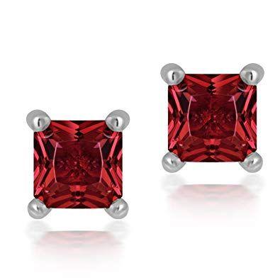 Silver and Red Square Logo - Buy Shiyara Jewells Sterling Silver Modern Red Square Earrings With
