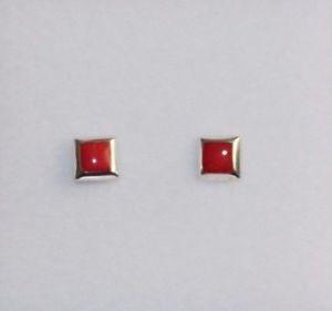 Silver and Red Square Logo - 925 Sterling Silver Black or Red Square Resin Stud Earrings in Box ...