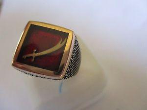 Silver and Red Square Logo - Gorgeous Style Islamic ring for men and Silver & Bronze red square ...