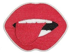 Red Lip and Toungue Logo - Red Lips And Licking Tongue Embroidered Lady Biker Patch FREE SHIP ...
