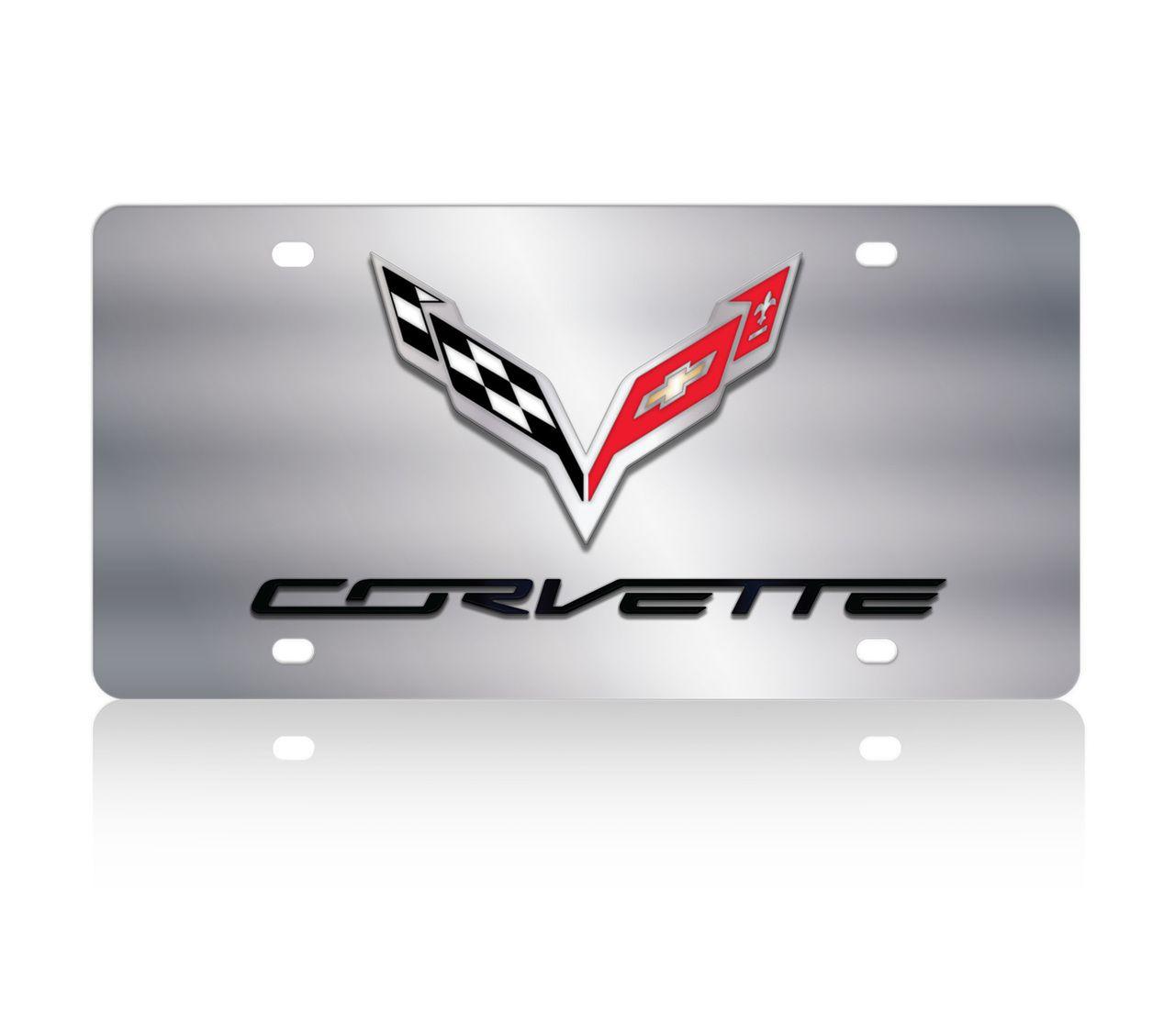 C7 Corvette Logo - C7 Corvette Logo/Script Stainless Steel License Plate | Corvette Depot