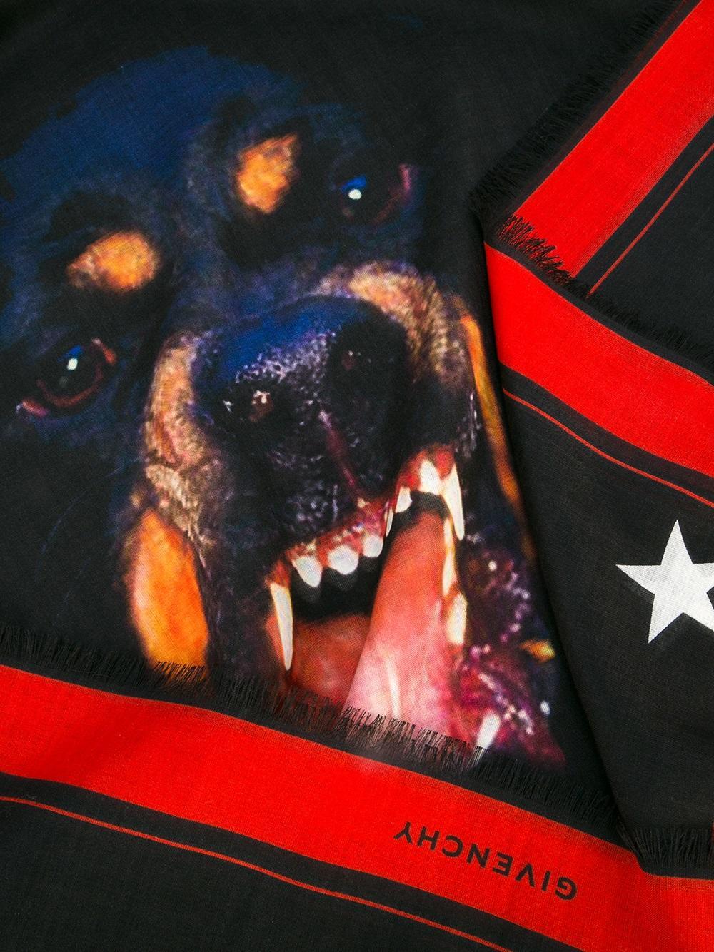 Givenchy Rottweiler Logo - Givenchy Rottweiler Print Scarf Black Red Women Accessories Scarves ...
