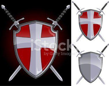 Shield with Cross Logo - Swords and Shield Cross stock vectors - 365PSD.com