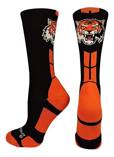 Orange and Black Tiger Logo - Amazon.com : MadSportsStuff Tigers Logo Athletic Crew Socks ...