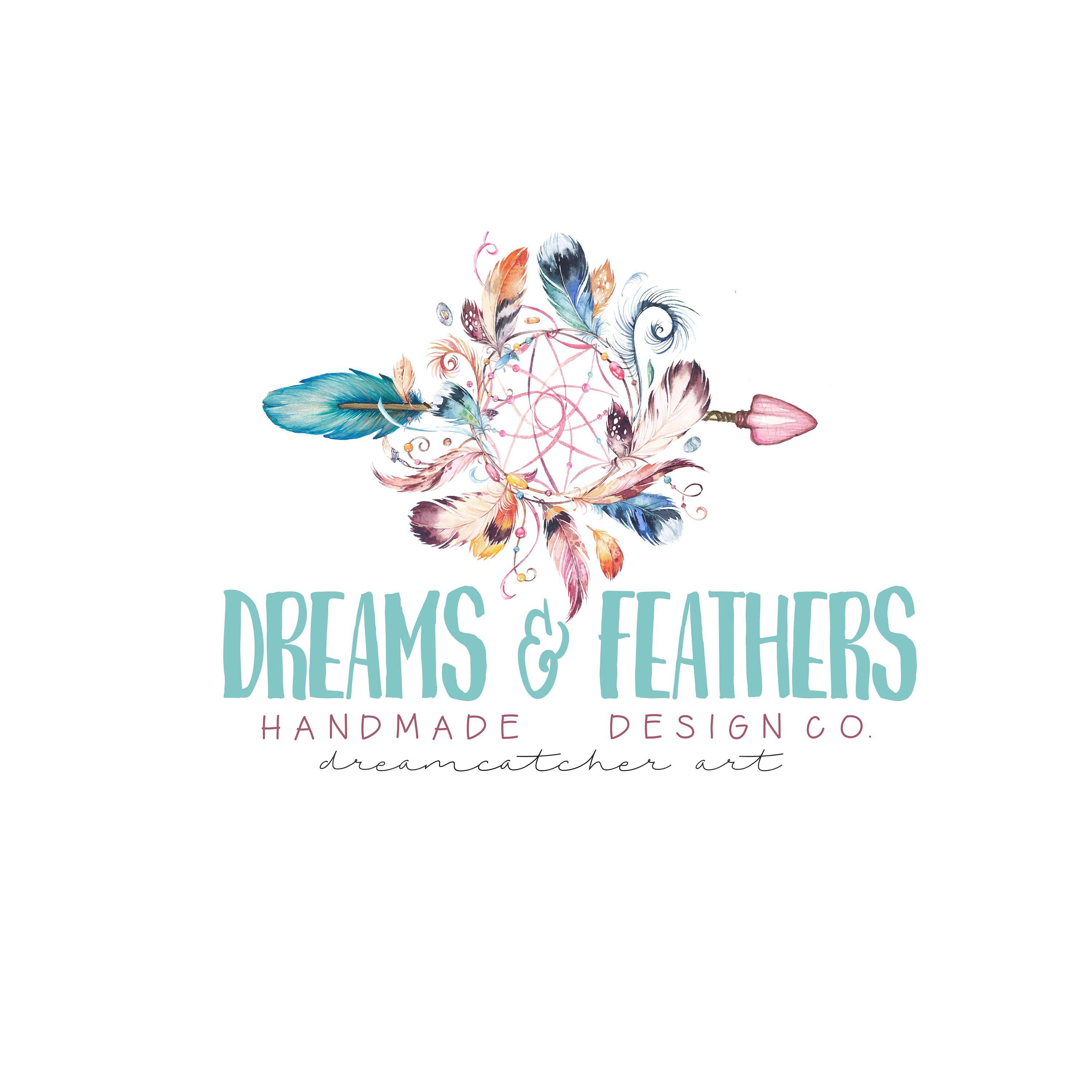 Dream Flower Logo - Premade Logo -DREAM & FEATHERS- Premade Logo, Dreamcatcher Logo ...