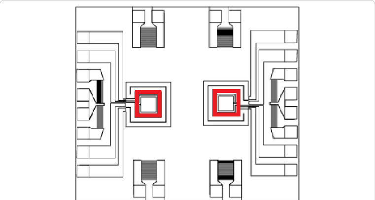 Two Red Rectangles Logo - A SAW based digital microfluidic chip. Black rectangles are IDTs ...