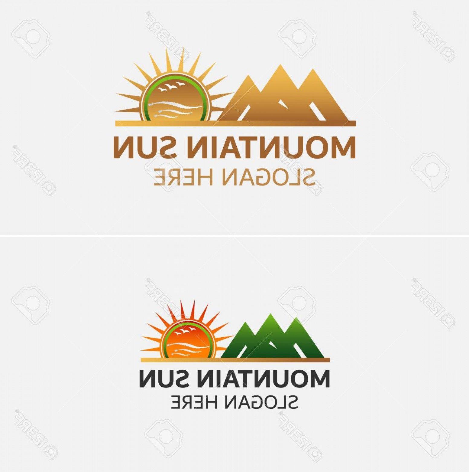 Golden Mountain Logo - Photostock Vector Golden Mountains Logo Vector With Sun Icons ...