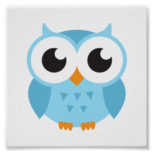 Owls Cartoon Logo - Cute Cartoon Owls. Cute blue cartoon baby owl poster.com