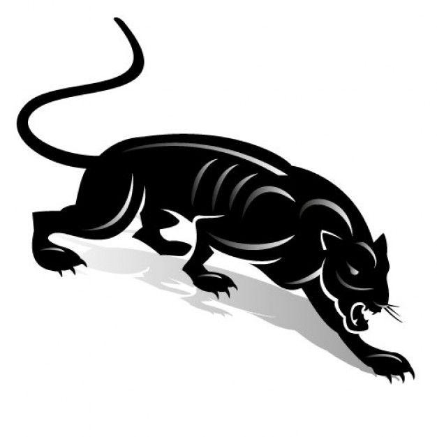 Simple Lines Black and White Logo - Black panther with simple lines on white background Vector. Free