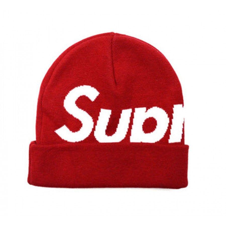 Supreme Big Logo - Supreme Big Logo Beanie Hat (Red)