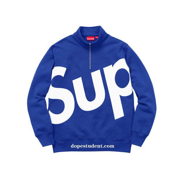 Supreme Big Logo - Supreme Big Logo Half Zip Pullover Sweatshirt | Dopestudent