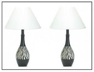 Simple Lines Black and White Logo - Set of 2 Zebra Print Lamps Clean Simple Lines Black & White African