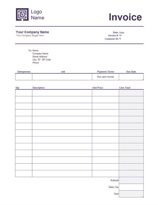 Simple Lines Black and White Logo - Service invoice (Simple Lines design)