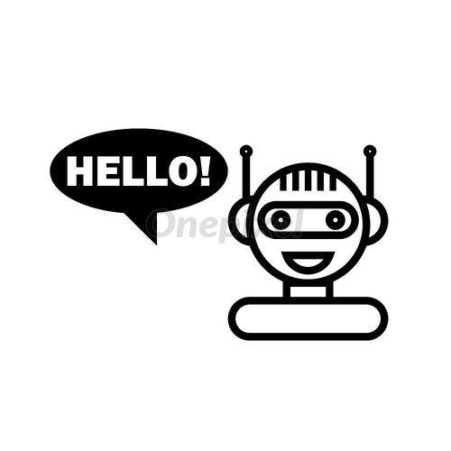 Smiling Robot Logo - Black Line Chat Bot. Cute Smiling Chatbot Icon. Robot Virtual ...