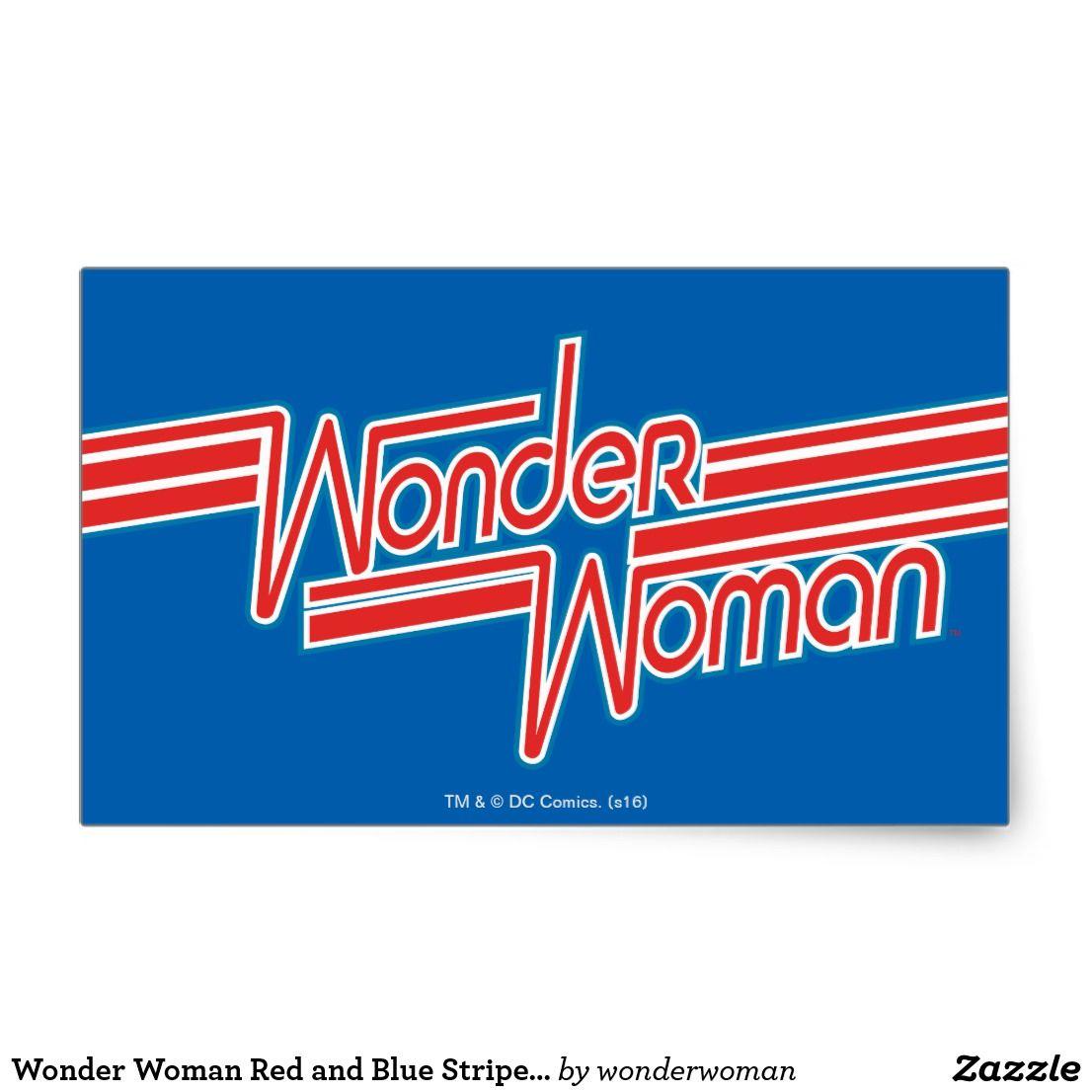 Red White Blue Rectangular Logo - Wonder Woman Red and Blue Stripe Logo Rectangular Sticker in 2018